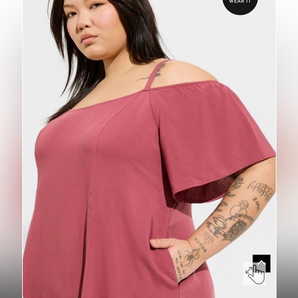 Torrid Mini Challis Cold Shoulder Trapeze Dress NWOT - Picture 2 of 5